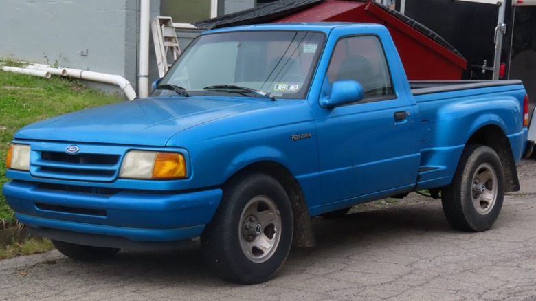 A metallic blue 1994 Ford Ranger Splash