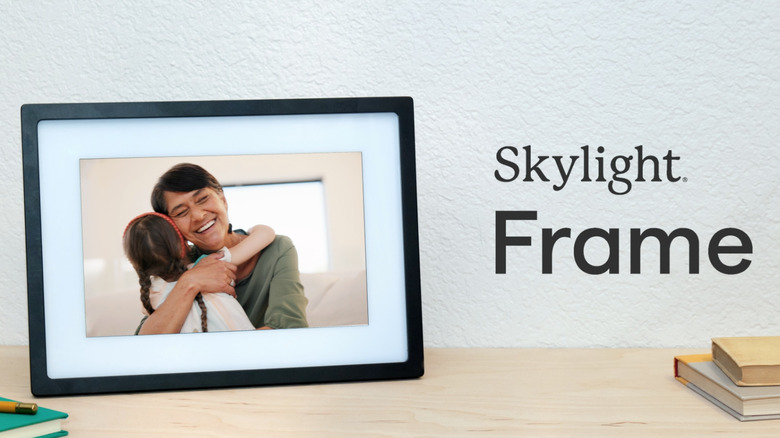 photo of a person hugging child in digital frame