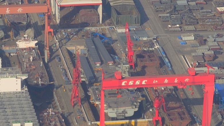 Fujian aircraft carrier under construction