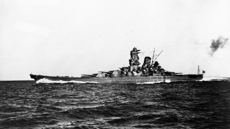 Yamato battleship on the ocean