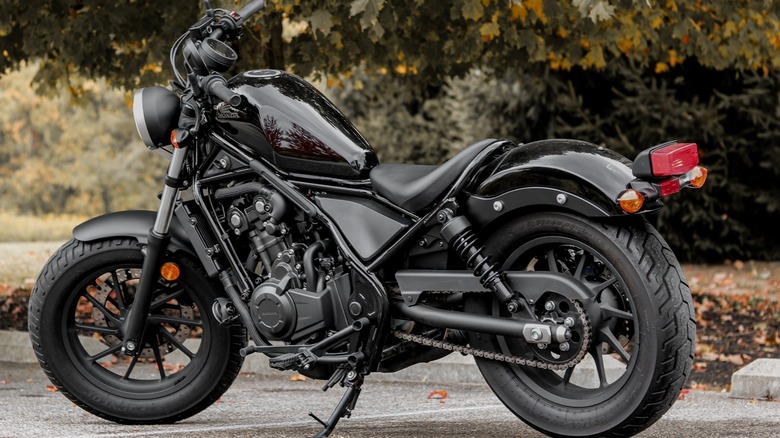 An all black 2017 Honda Rebel