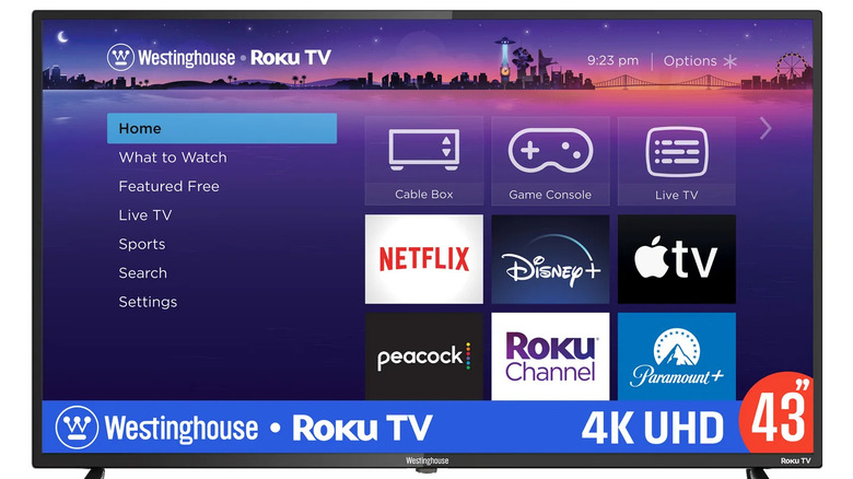 A Westinghouse TV Roku menu