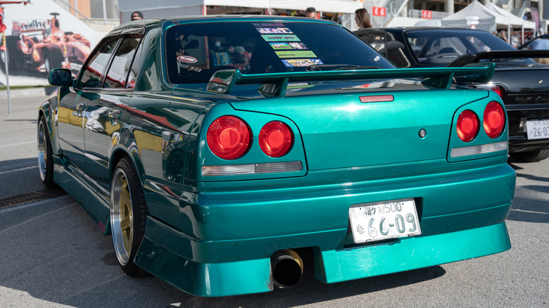 Back of R34 Skyline at car meet