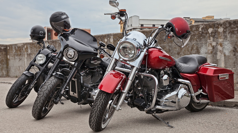 Harley-Davidson motorcycles parked on the road