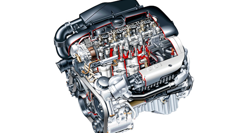 Drawing of Mercedes Benz diesel engine OM 612