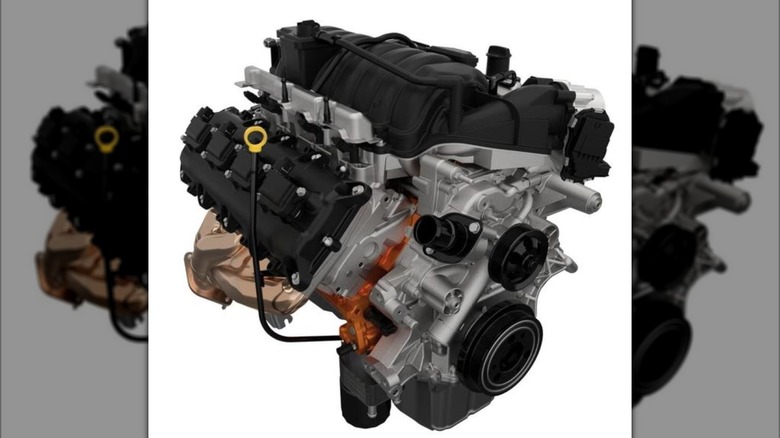 Mopar 392 HEMI Crate engine on white background.