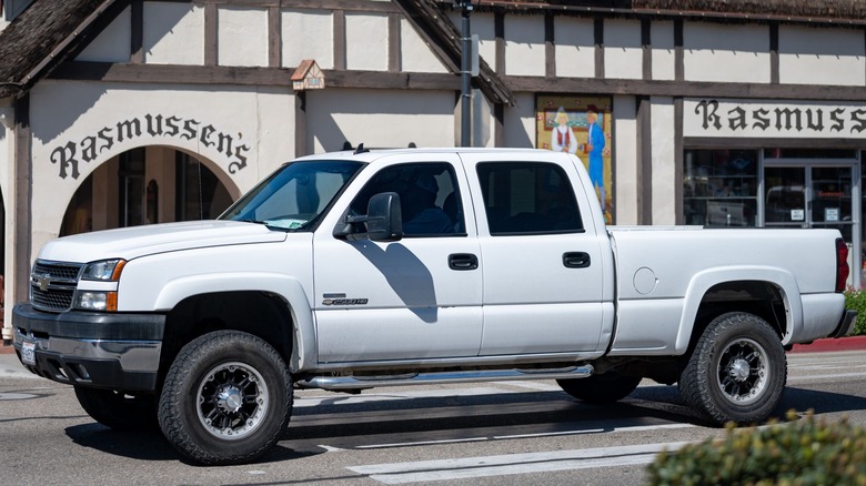 White Chevrolet Silverado pickup