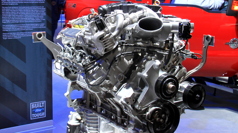 Ford 6.7 L Power Stroke Diesel V8 engine on display