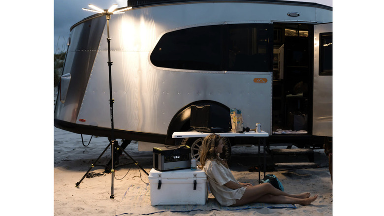 Goal Zero Skylight in front of a camper