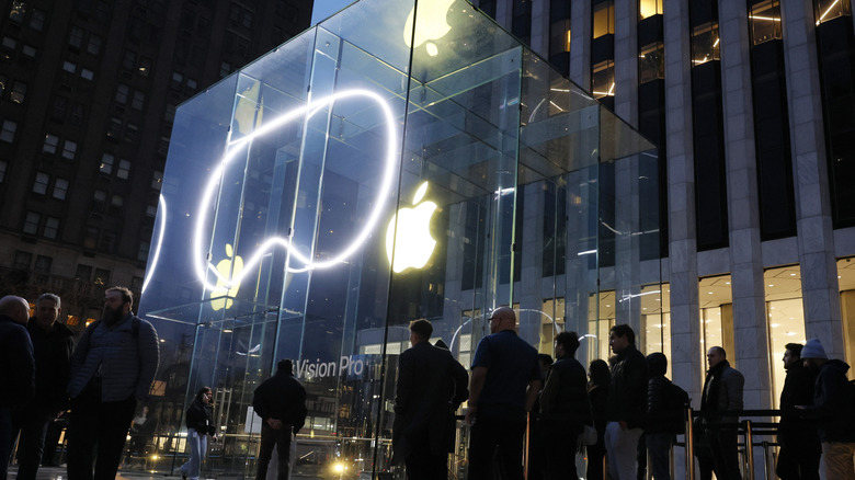 Apple Vision Pro signage at flagship Apple Store