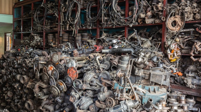 collection of old car parts