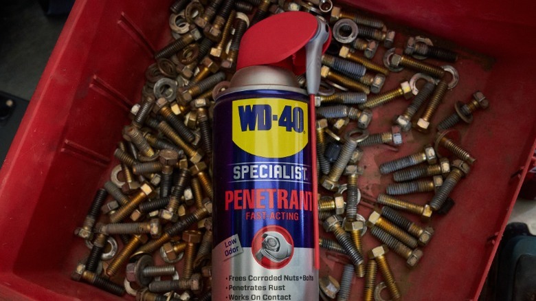 WD-40 can in fastner box