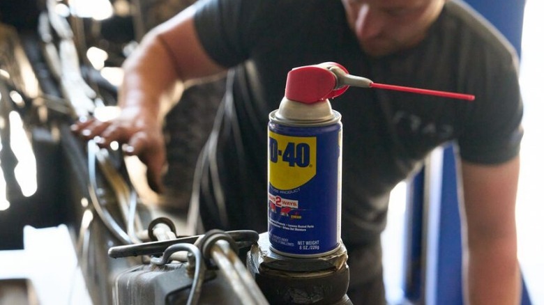 WD-40 can on frame