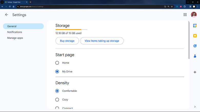 Drive Start page settings