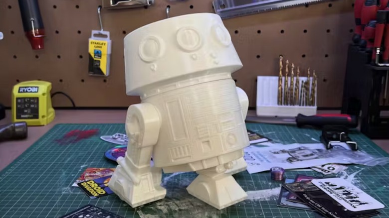 3D printed droid on work table