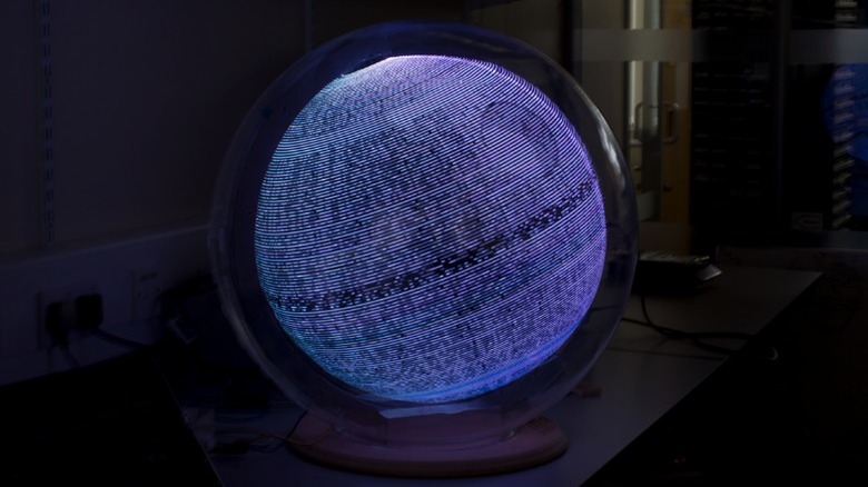 Pi-powered LED Death Star on lab counter