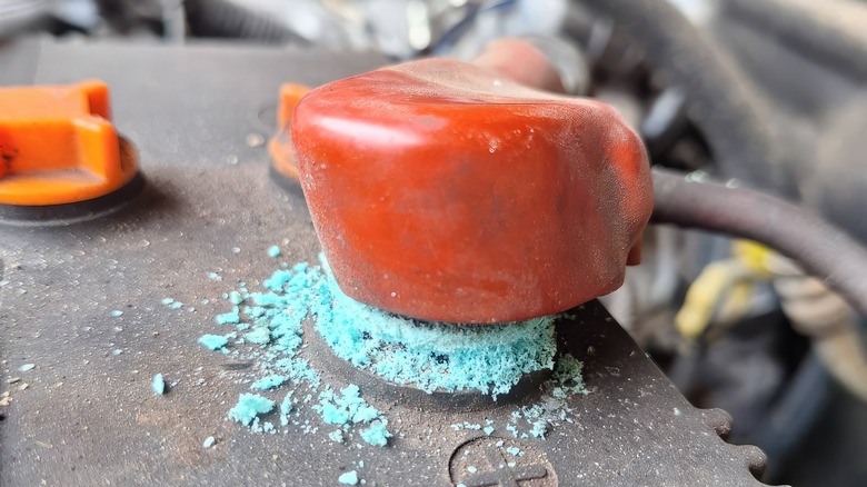 Corroded car battery terminal