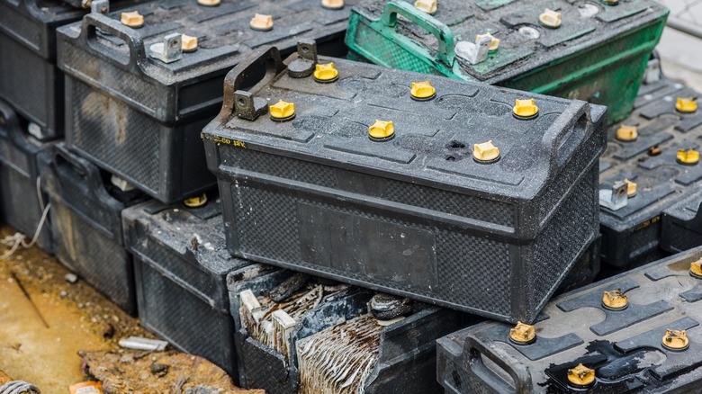 Pile of old car batteries