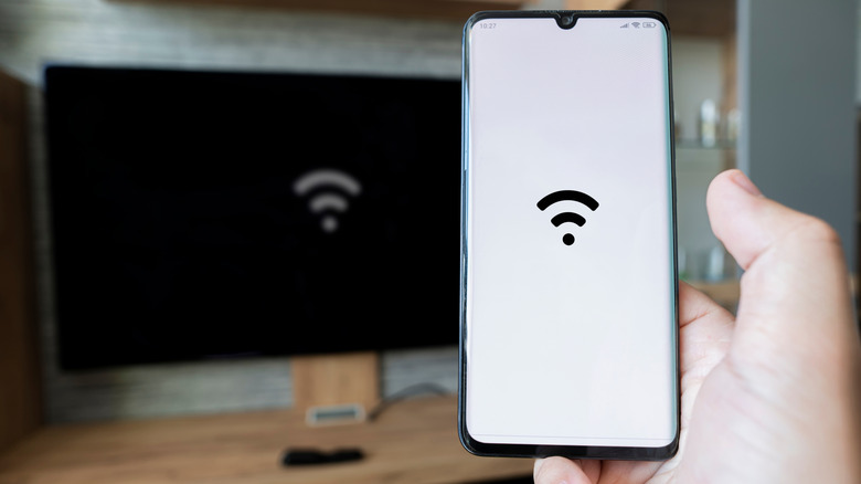 Wi-Fi symbol on a TV and smartphone