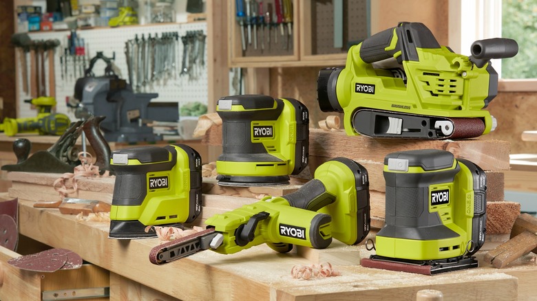 group of ryobi sanders