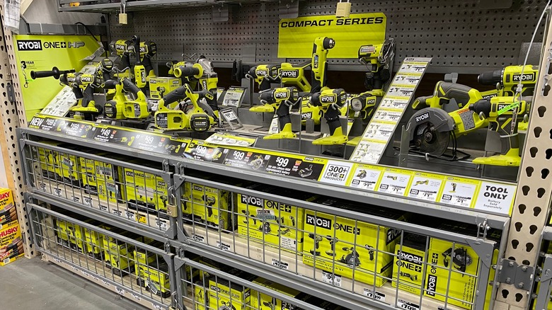 Ryobi tools on display