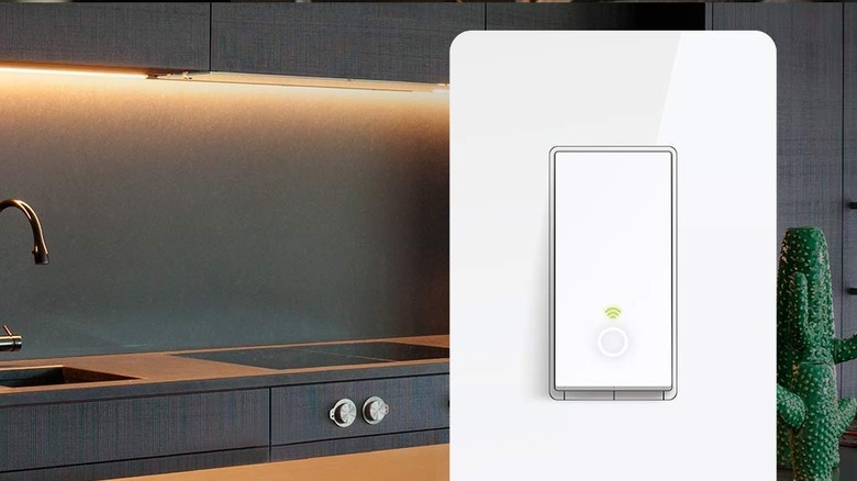 Kasa Smart Switch with kitchen in background