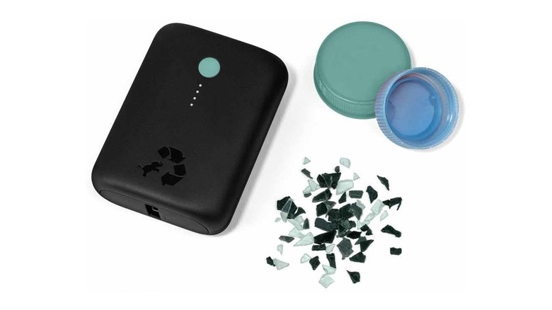 Portable Charger with bottle lids and plastic