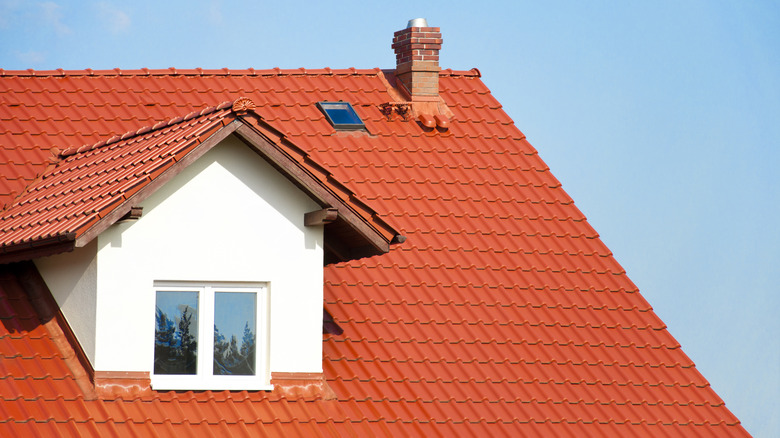 roof of a house with windows