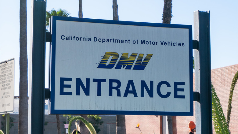 The California DMV sign on display