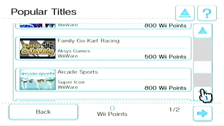 Wii Shop showing Wii Ware "Popular Titles"