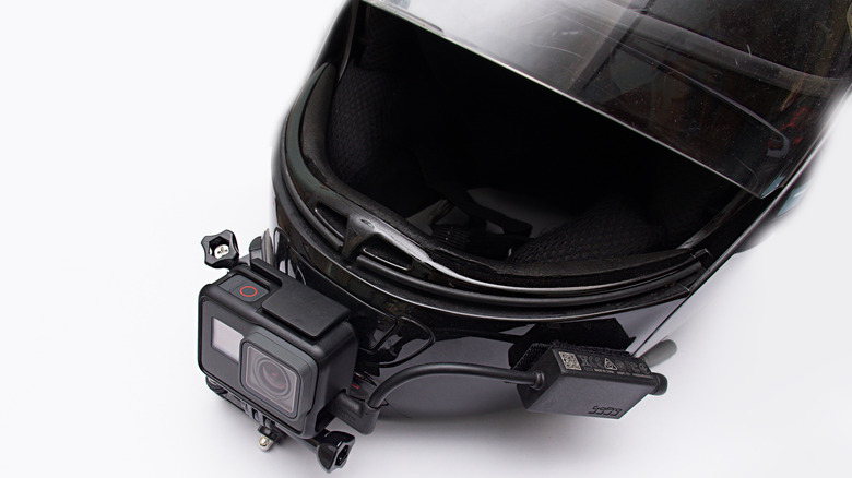 Helmet with GoPro attached