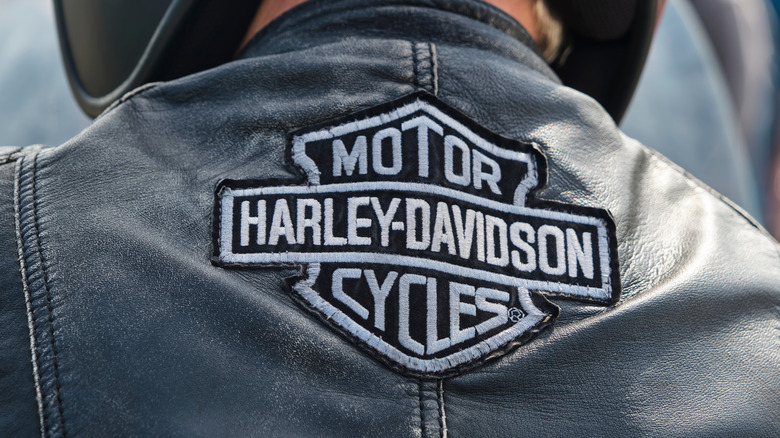 Harley patch on motorcycle jacket