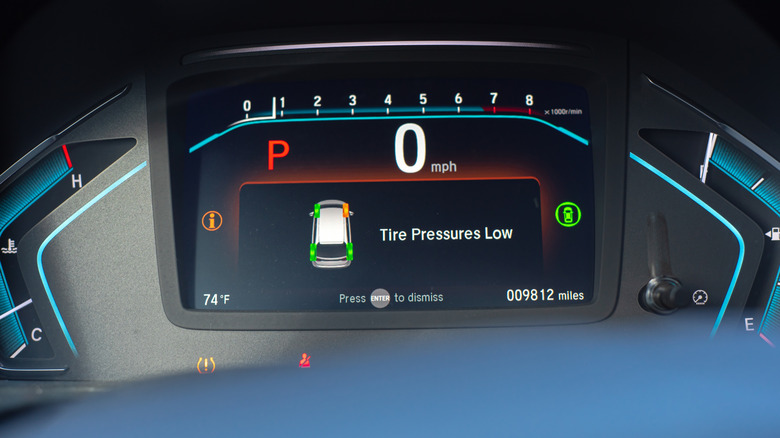 Tire pressure monitoring system notification of low tire pressure showing up on dashboard