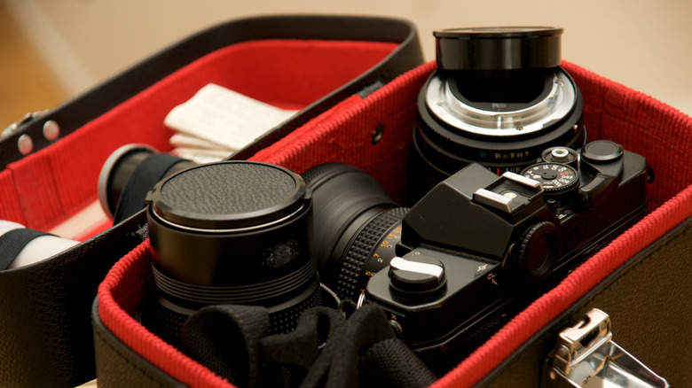 Camera inside a camera bag