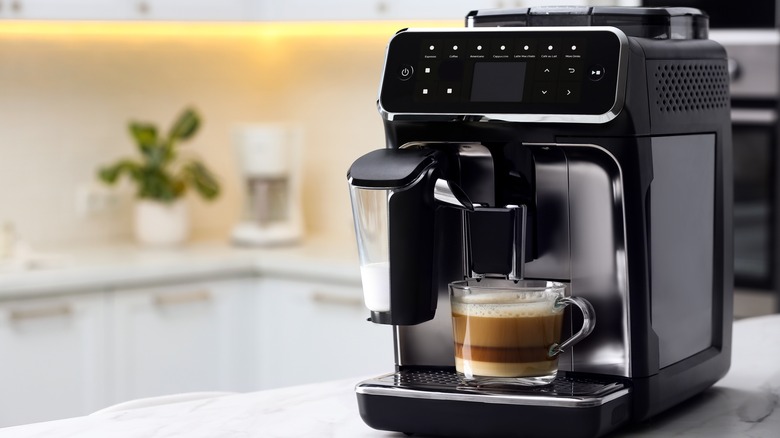 black espresso machine on table