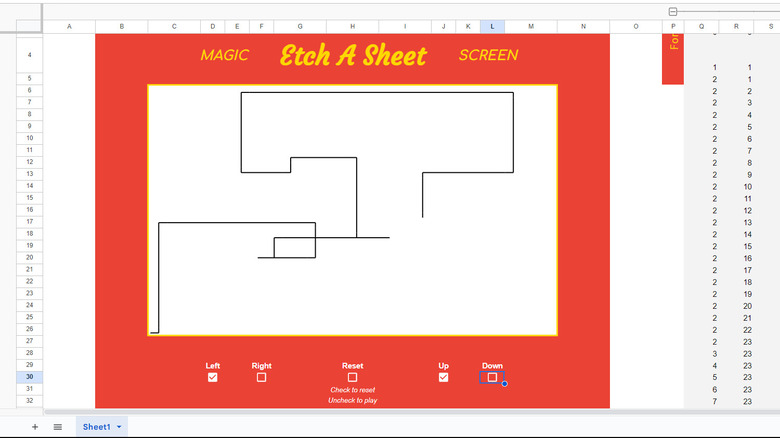 Etch A Sketch on Google Sheets