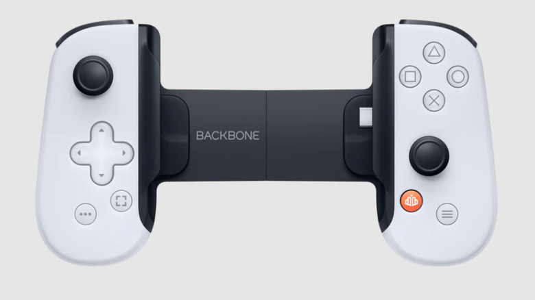 The white Backbone one controller is seen up close