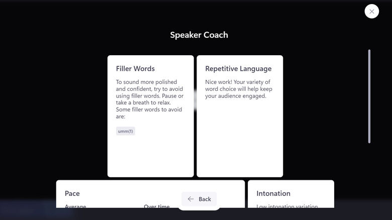 Clipchamp speaker coach analysis