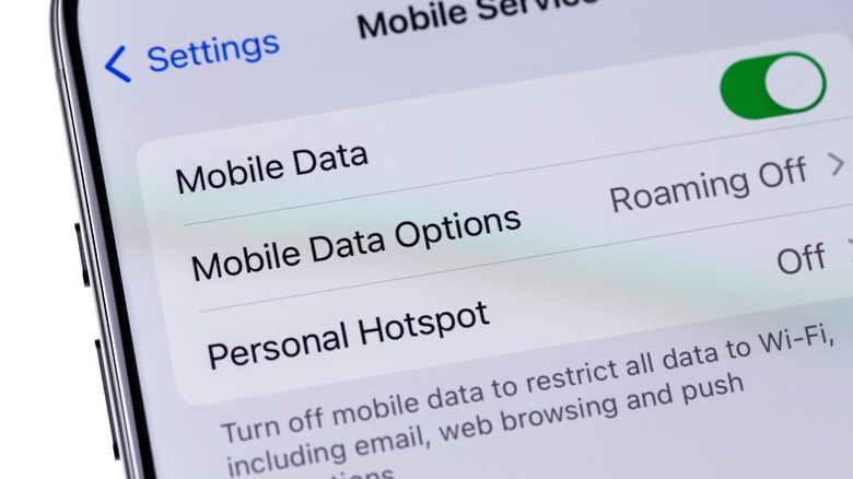 iPhone data settings