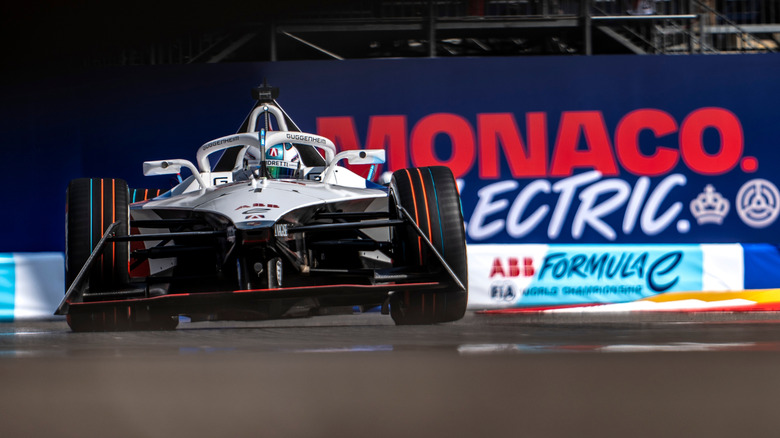 Formula E car on the track