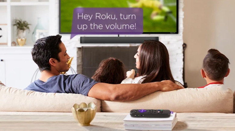 man using roku voice command