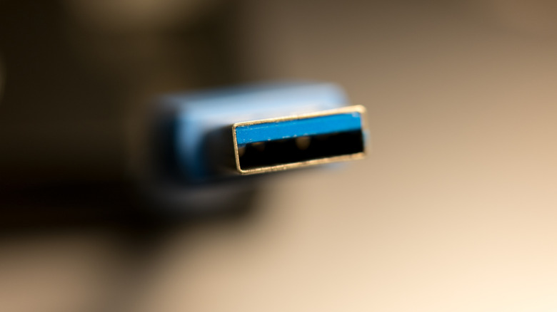 close up of a USB cable connector