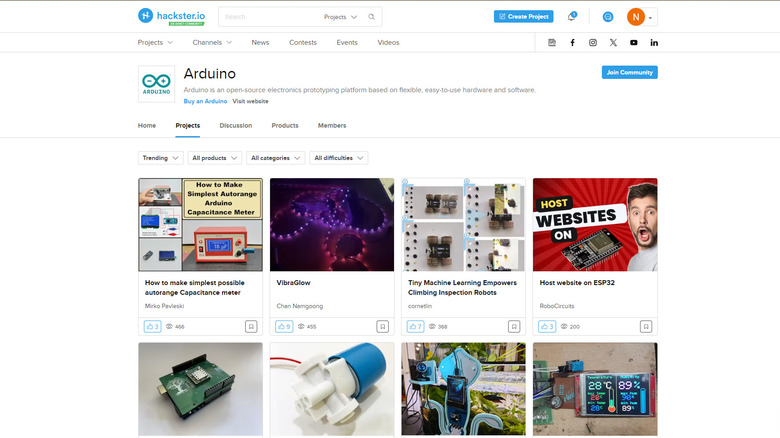 Arduino community page on hackster.io