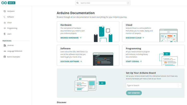 Arduino Docs home page