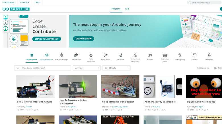 Arduino Project Hub home page