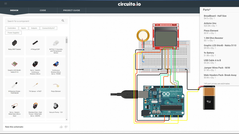 sample Arduino circuit on circuito.io