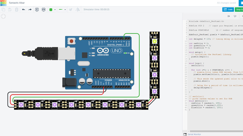 Sample Arduino circuit on Tinkercad