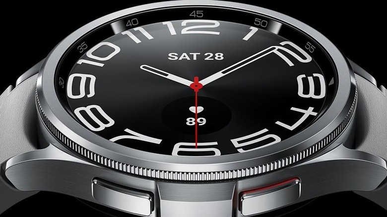 A Samsung Galaxy Watch6 with a physical dial