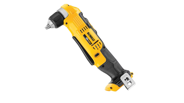 DeWalt right angle drill with a white background