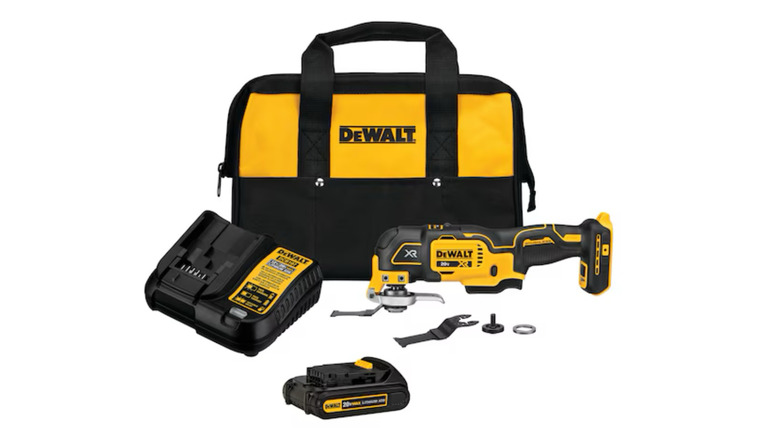 DeWalt oscillating tool kit with a white background